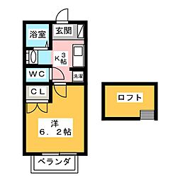 パルテーネ北及S棟 1Kの間取図画像