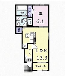 パインフィールドII 1LDKの間取図画像