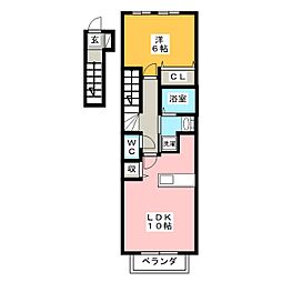フジ2 1LDKの間取図画像