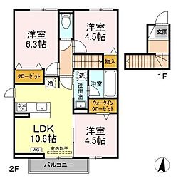モンシャトー岐南II 3LDKの間取図画像