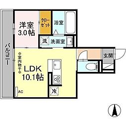 D-ROOM六条福寿町 1LDKの間取図画像