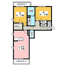 リオリエント柳津 2LDKの間取図画像