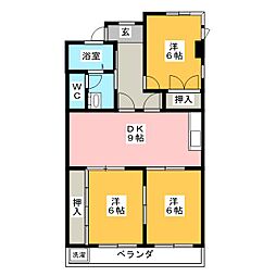 パークサイド宮東 3DKの間取図画像