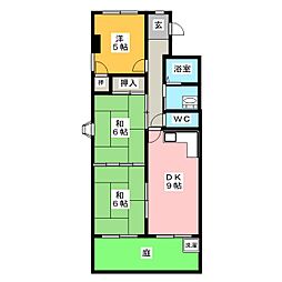 パークサイド宮東 3DKの間取図画像