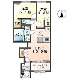 羽島郡笠松町中野マンション 2LDKの間取図画像