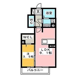 カメリア・ウサ 1LDKの間取図画像