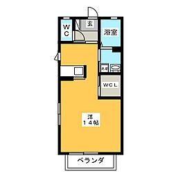 エスポワール下奈良 ワンルームの間取図画像