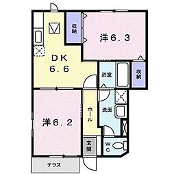 メイプルコート 2DKの間取図画像
