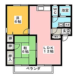 ルミエール六条A 2LDKの間取図画像