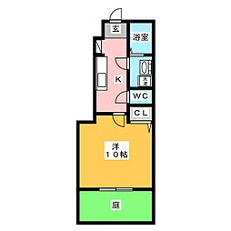 ソレイユ2 1Kの間取図画像