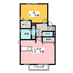 リビングタウン下奈良 1LDKの間取図画像