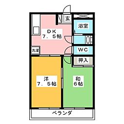クオレ清水 2DKの間取図画像