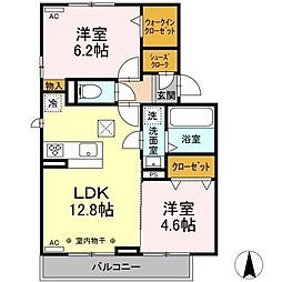 カーサラコルト 2LDKの間取図画像