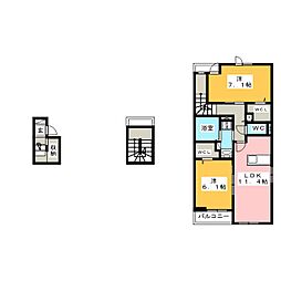 マルシェ3 2LDKの間取図画像