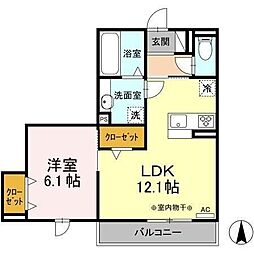 D-ROOM六条福寿町 1LDKの間取図画像