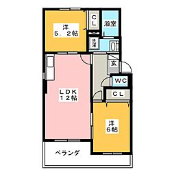 コアロード戸崎 2LDKの間取図画像