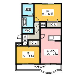 コーポ戸崎 2LDKの間取図画像
