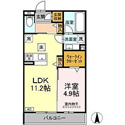 セレスティアみやまち 1LDKの間取図画像