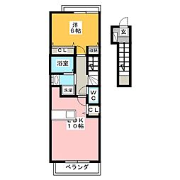 フォレスト・ヒルズA 1LDKの間取図画像