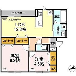D-ROOM加納堀田町 2LDKの間取図画像