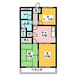サンフィット小柳 3DKの間取図画像