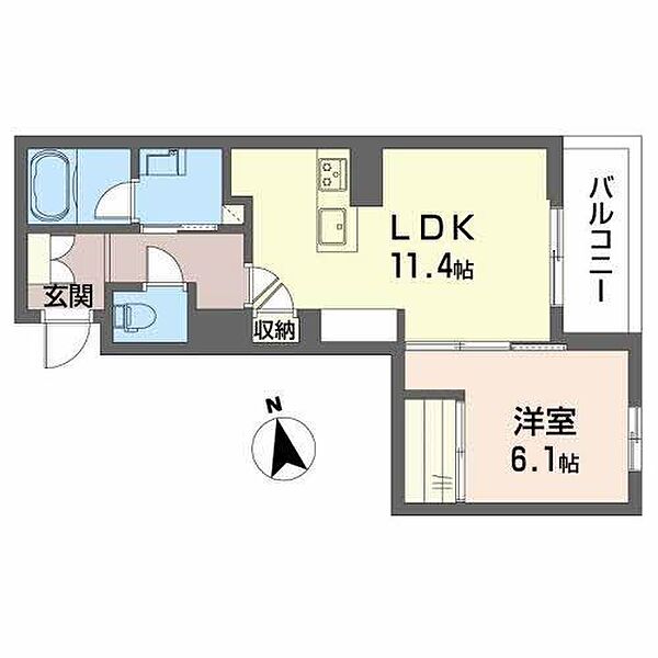 シャーメゾン長良セントラル 203｜岐阜県岐阜市長良福江町１丁目(賃貸マンション1LDK・2階・45.51㎡)の写真 その2