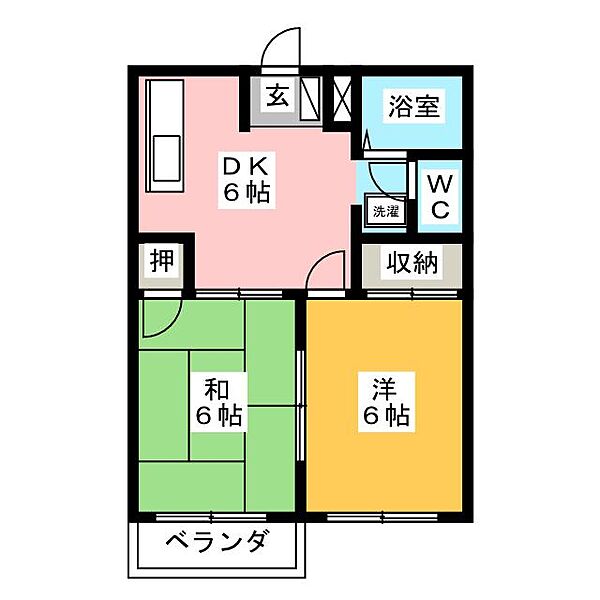 エルディム三田洞 ｜岐阜県岐阜市三田洞(賃貸マンション2DK・2階・39.75㎡)の写真 その2