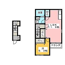 エスポワールＨ・Ｓ・Ａ  ｜ 岐阜県岐阜市正木中４丁目（賃貸アパート1LDK・2階・45.61㎡） その2