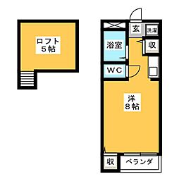 ウッディ・ハウスA ワンルームの間取図画像