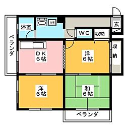 ラフォーレハザマ 3DKの間取図画像