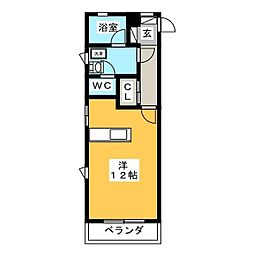 タブの木 ワンルームの間取図画像