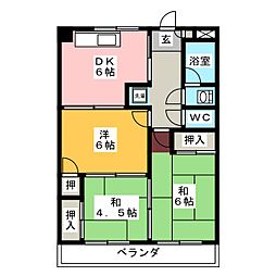 シャルム岐阜 2LDKの間取図画像