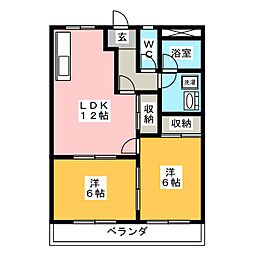 バンティアン 2LDKの間取図画像