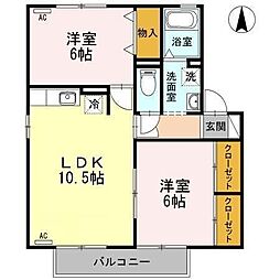 ハイブリッジA 2LDKの間取図画像