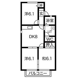 エントピア御望E 3DKの間取図画像