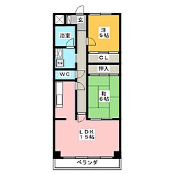 シャルマン平和 2LDKの間取図画像