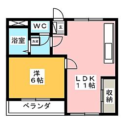 コーポ学園町 1LDKの間取図画像