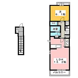 ライゼ長良A 1LDKの間取図画像