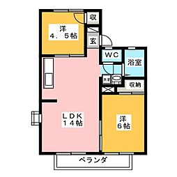スカイハイツ高橋3 2LDKの間取図画像