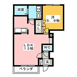 パークダジュール 1LDKの間取図画像