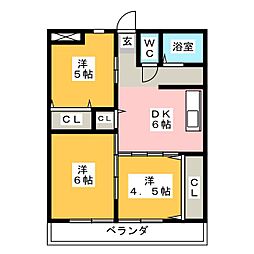 グリーンハイツ 2LDKの間取図画像
