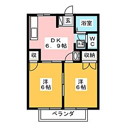 メッセA 2DKの間取図画像
