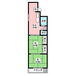 アオキハイツ 2DKの間取図画像