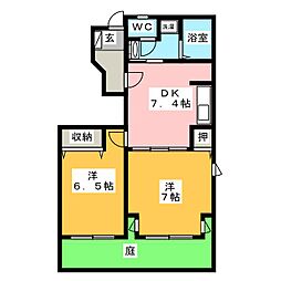 グリーンパーク野田 2DKの間取図画像
