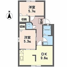グランデール福光C 2DKの間取図画像