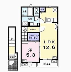 岐阜市粟野東3丁目アパート 1LDKの間取図画像
