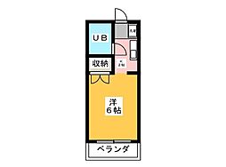 アジョイン日光B棟 ワンルームの間取図画像