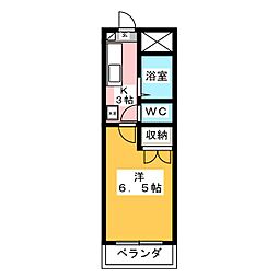 メゾンリズイースト 1Kの間取図画像