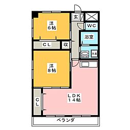 スプリング21 2LDKの間取図画像