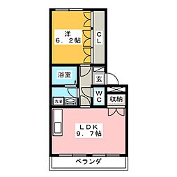 ふぁみーるB棟 1LDKの間取図画像